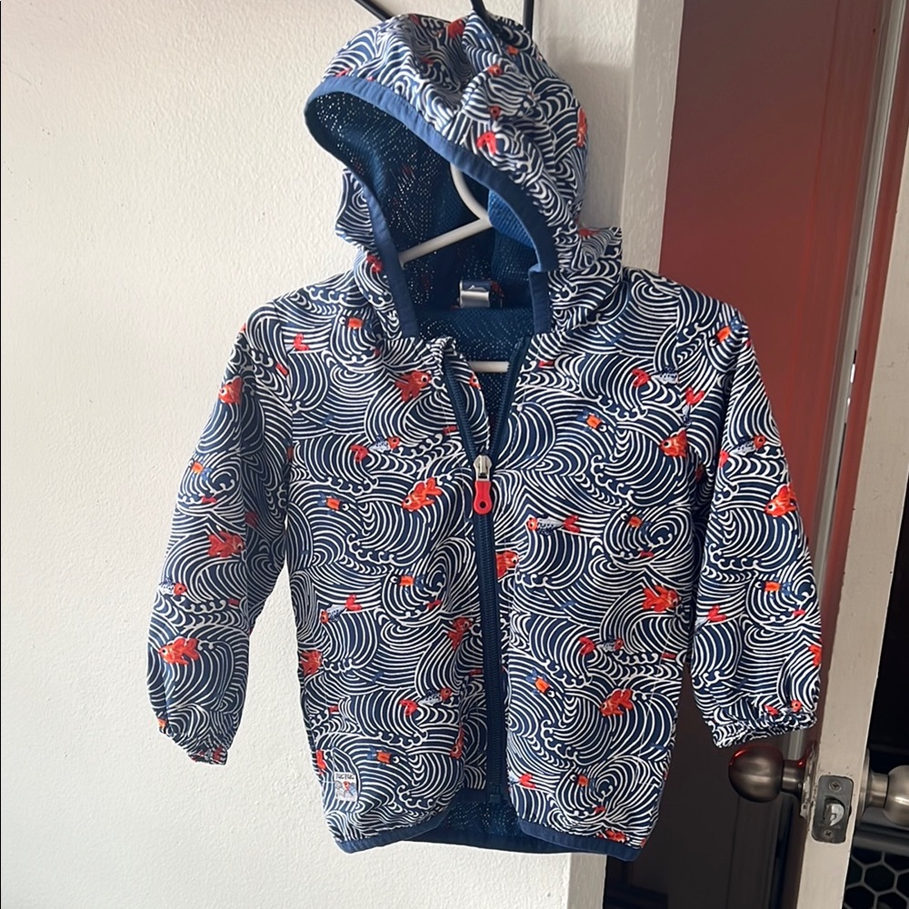 Infant Koi Fish/Water graphic full zip hooded windbreaker jacket 12 months